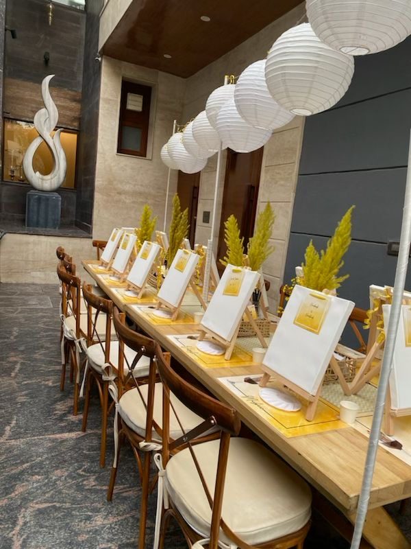 Lantern-lit dinner table setting