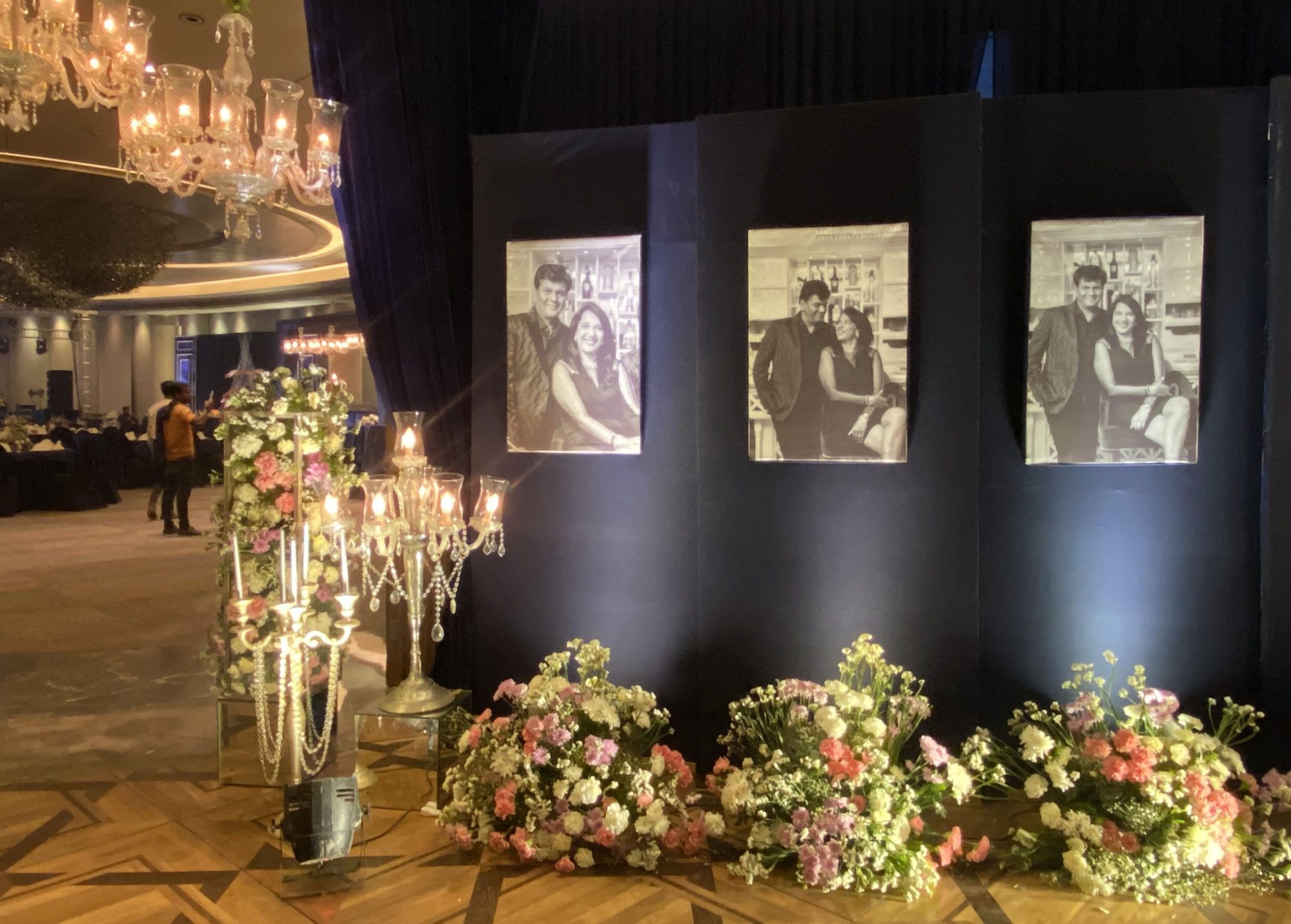 "Celebrating with Love and Laughter" table signage