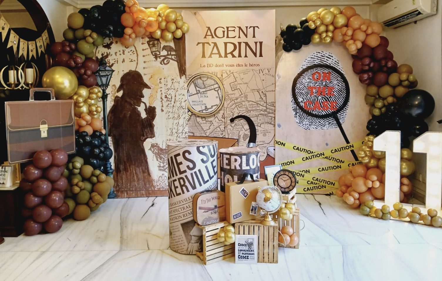 "Agent" spy-themed birthday backdrop