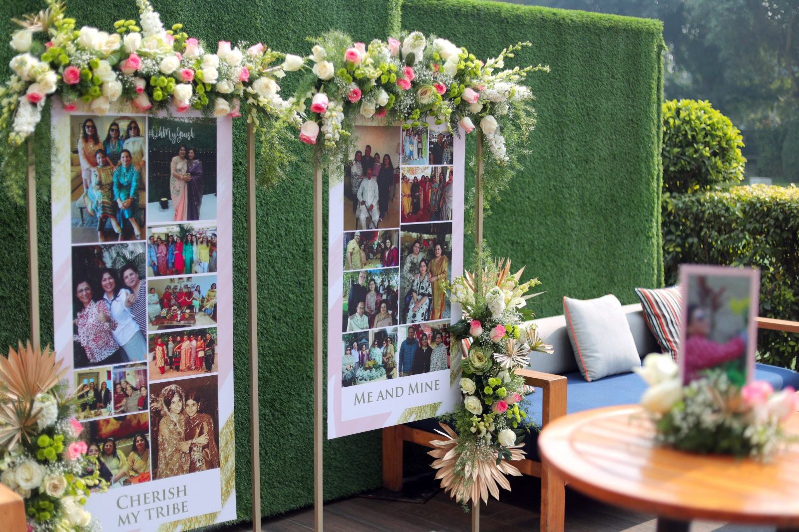 Photo montage backdrop with florals