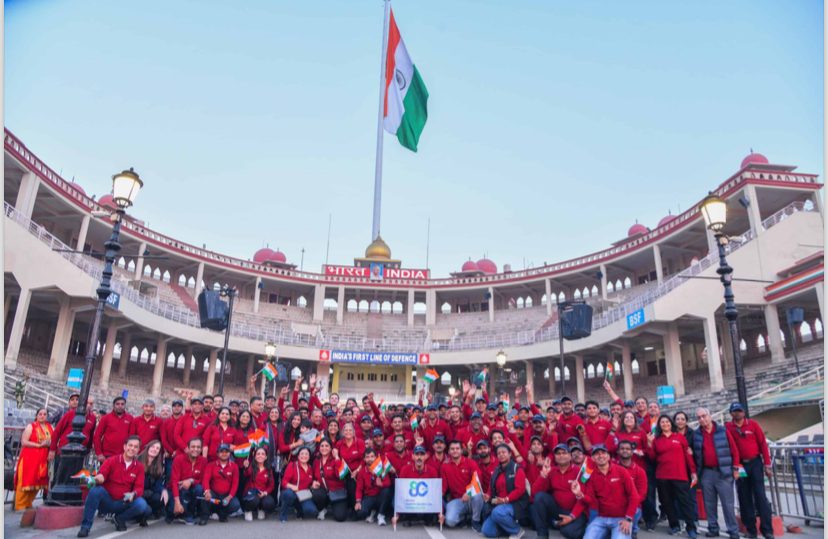 Corporate team celebration group photo