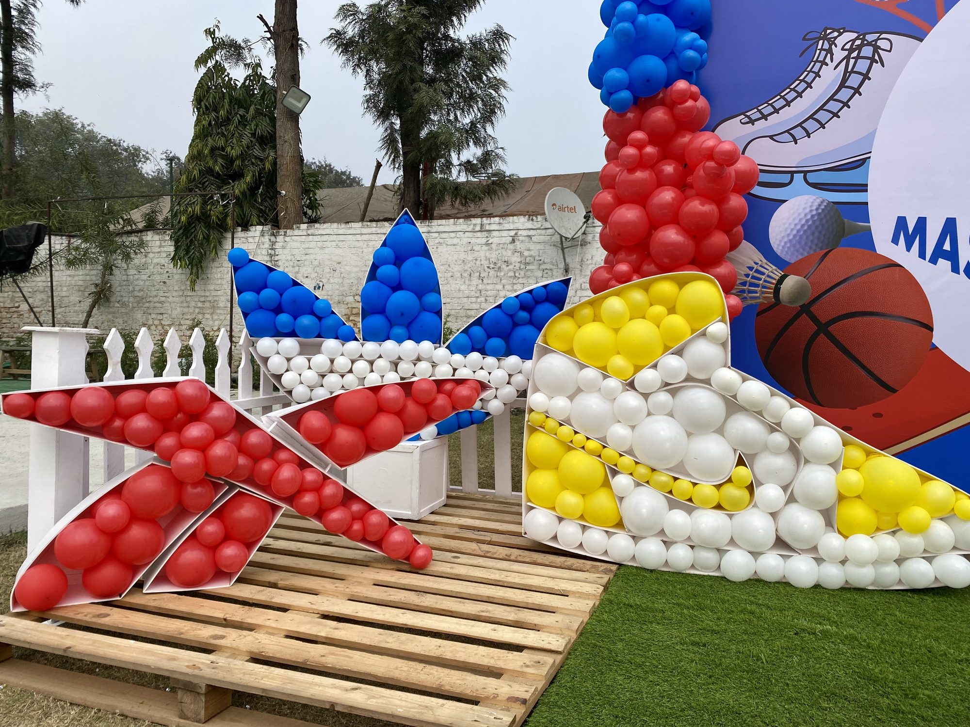 Sports-themed balloon installation