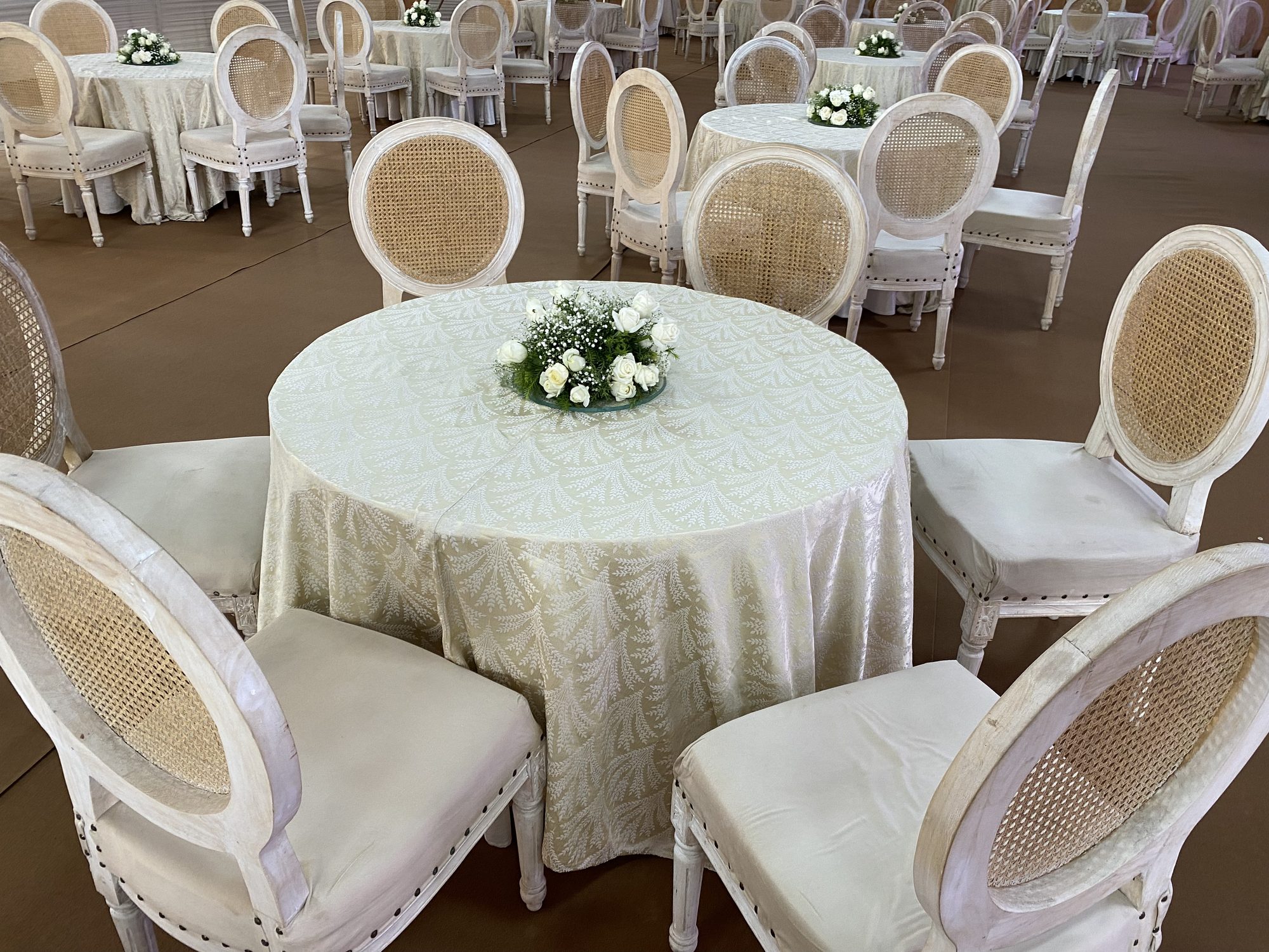 Elegant white reception table setting