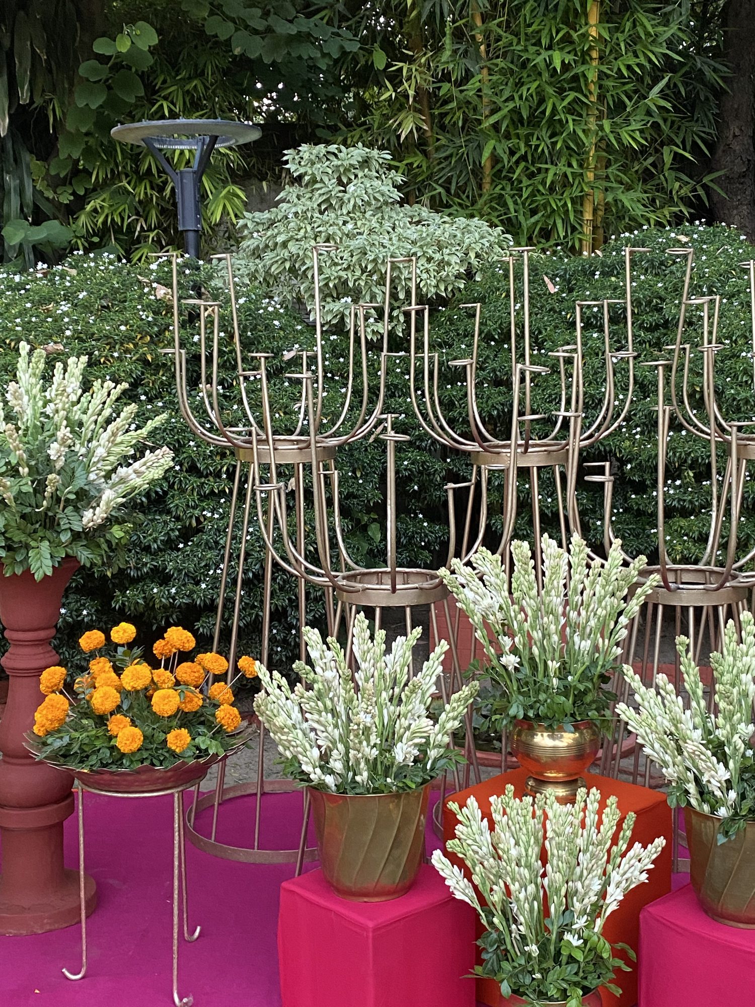 Garden candelabra with hanging florals