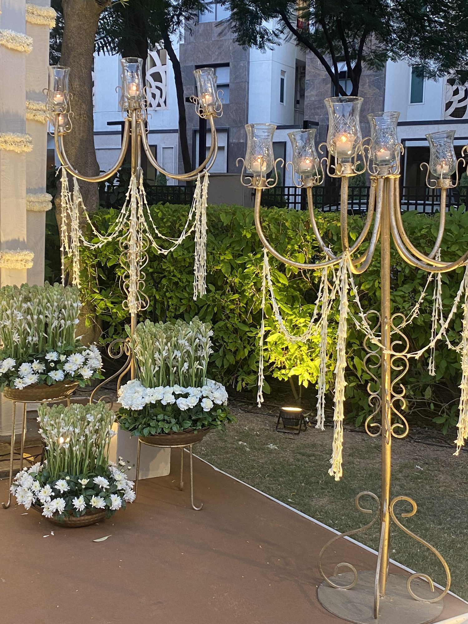 Garden candelabra floral display