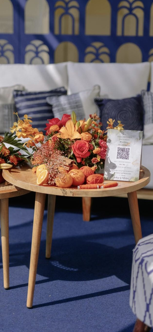 Autumn-themed side table styling
